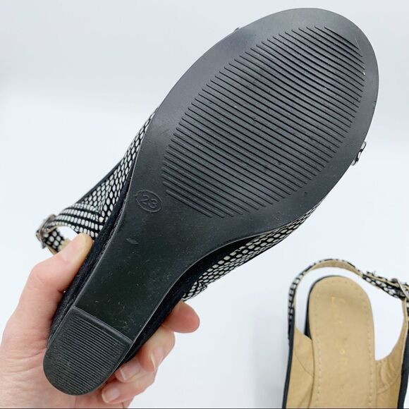 Laisha‎ Peep Toe Wedge Sandal Slingback Velvet Heel - Picture 12 of 13